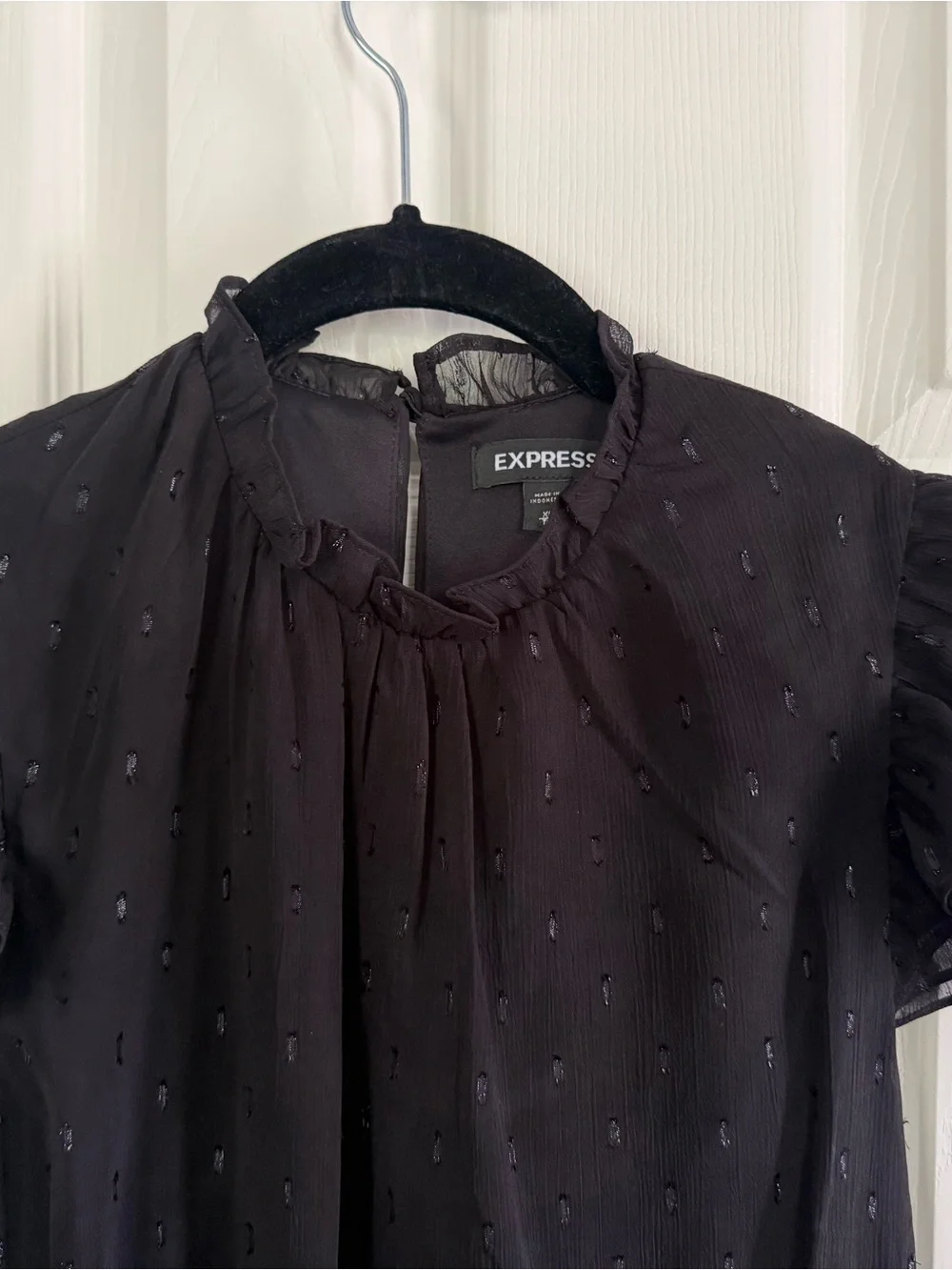 Express Black Midi Dress with Ruffle Hem - Picture 3 of 7